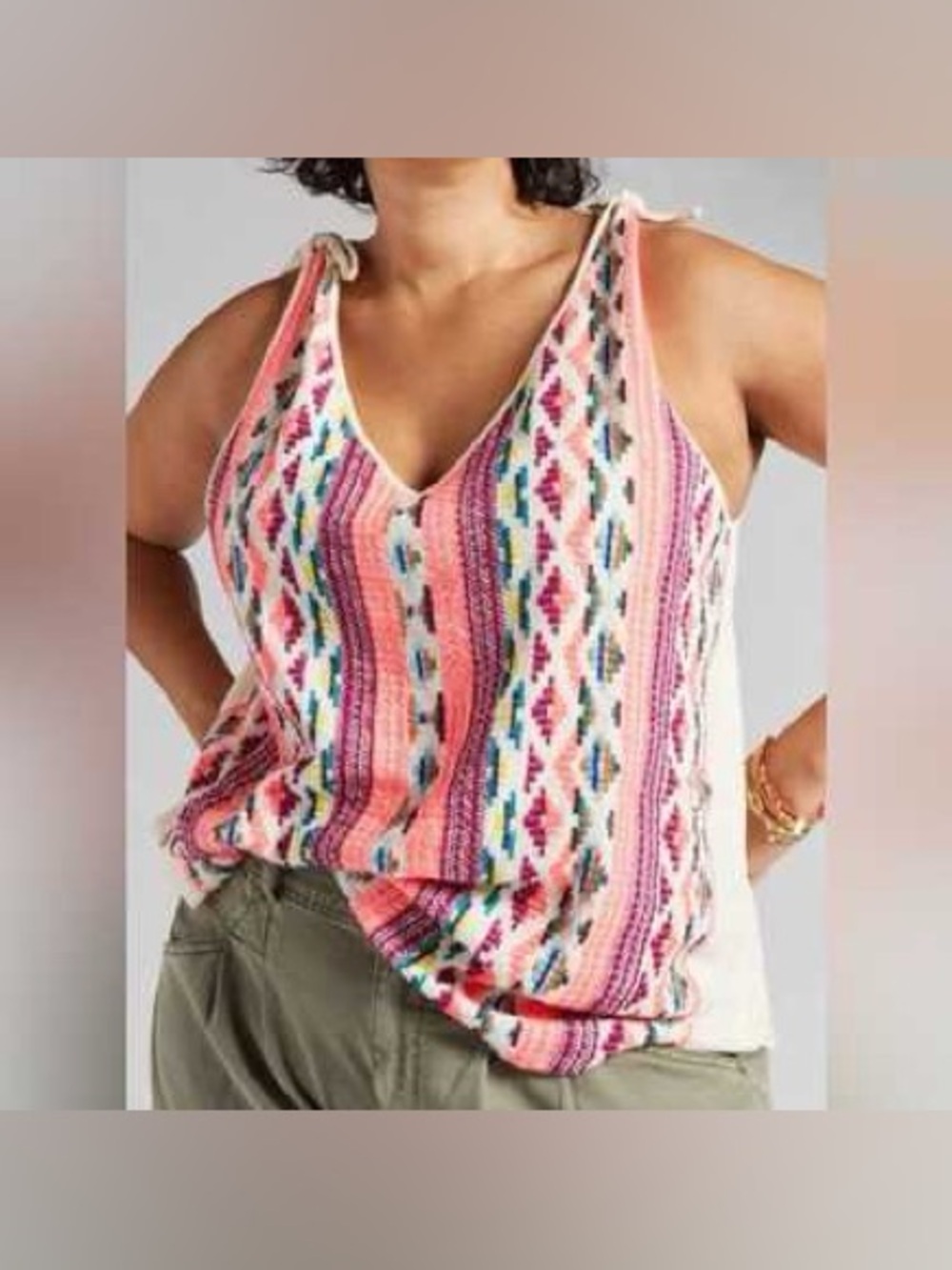 Anthropologie Dolan Aztec Embroidered Tank Top